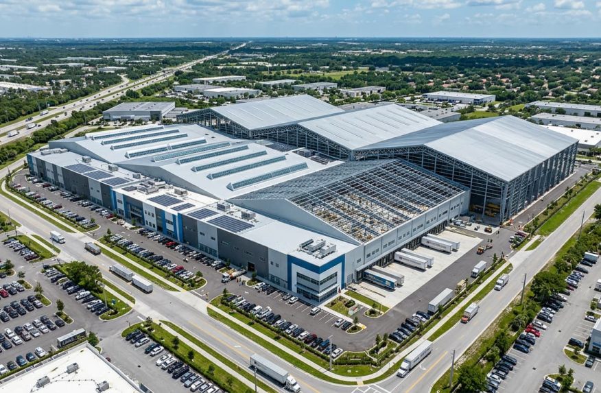 Firefly_Gemini Flash_An aerial drone photograph of a modern, multi-span industrial park or an interior sho 104089